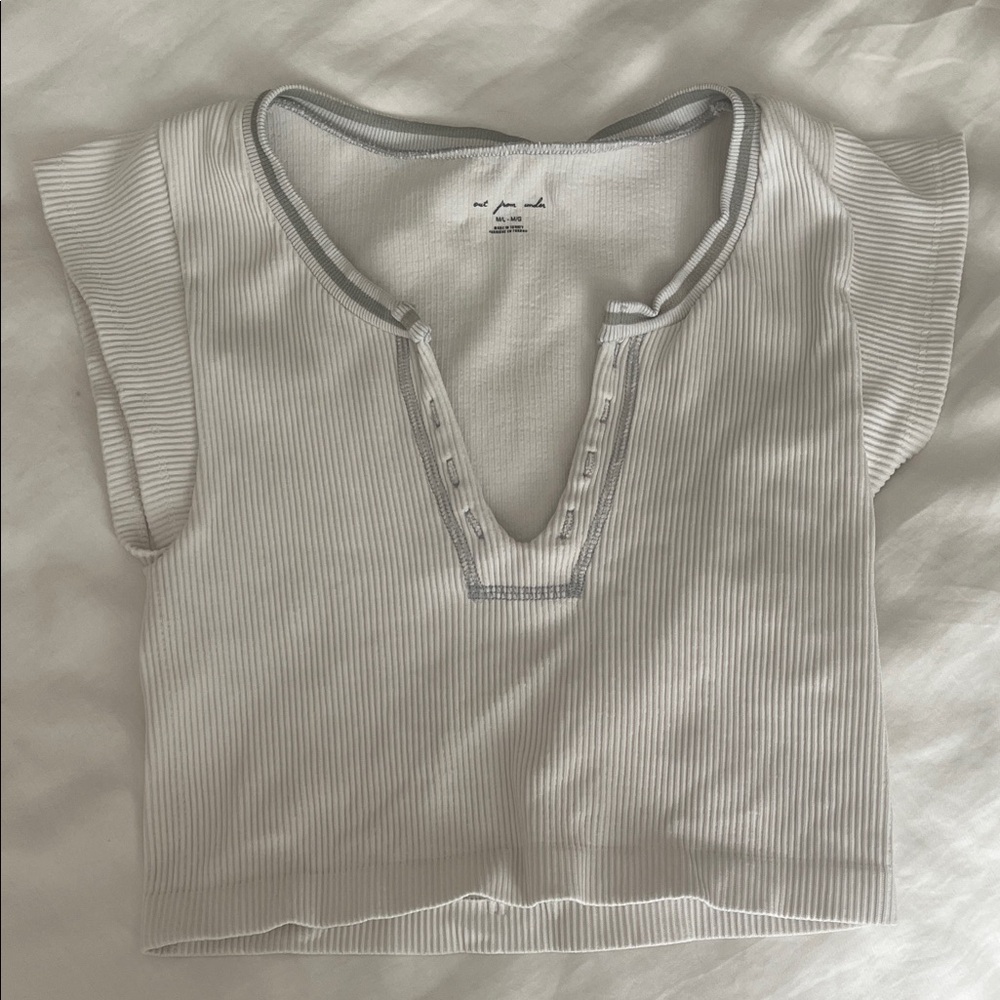 Urban Outfitters White Ribbed Crop Top